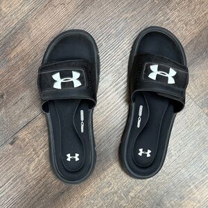 Under Armour Black and White Slide Sandals